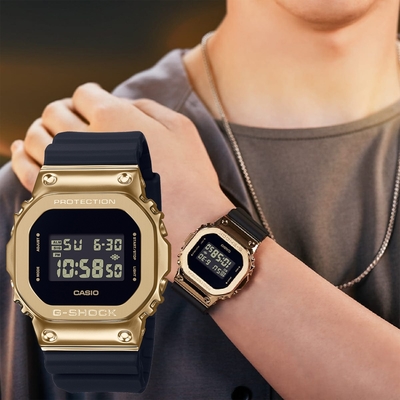 CASIO 卡西歐 G-SHOCK 工業風金屬色電子錶 送禮推薦-黑x金 GM-5600G-9