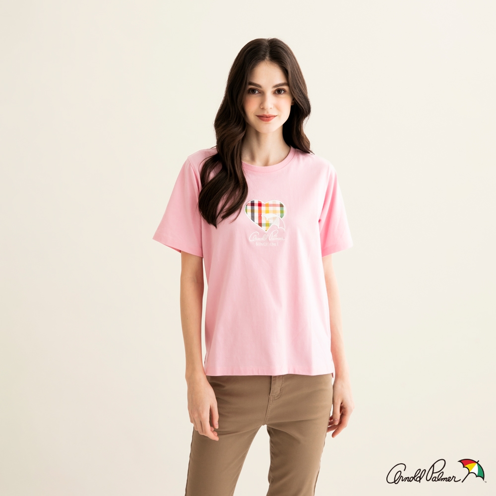 Arnold Palmer -女裝-胸前心形品牌LOGO刺繡T恤-粉紅色