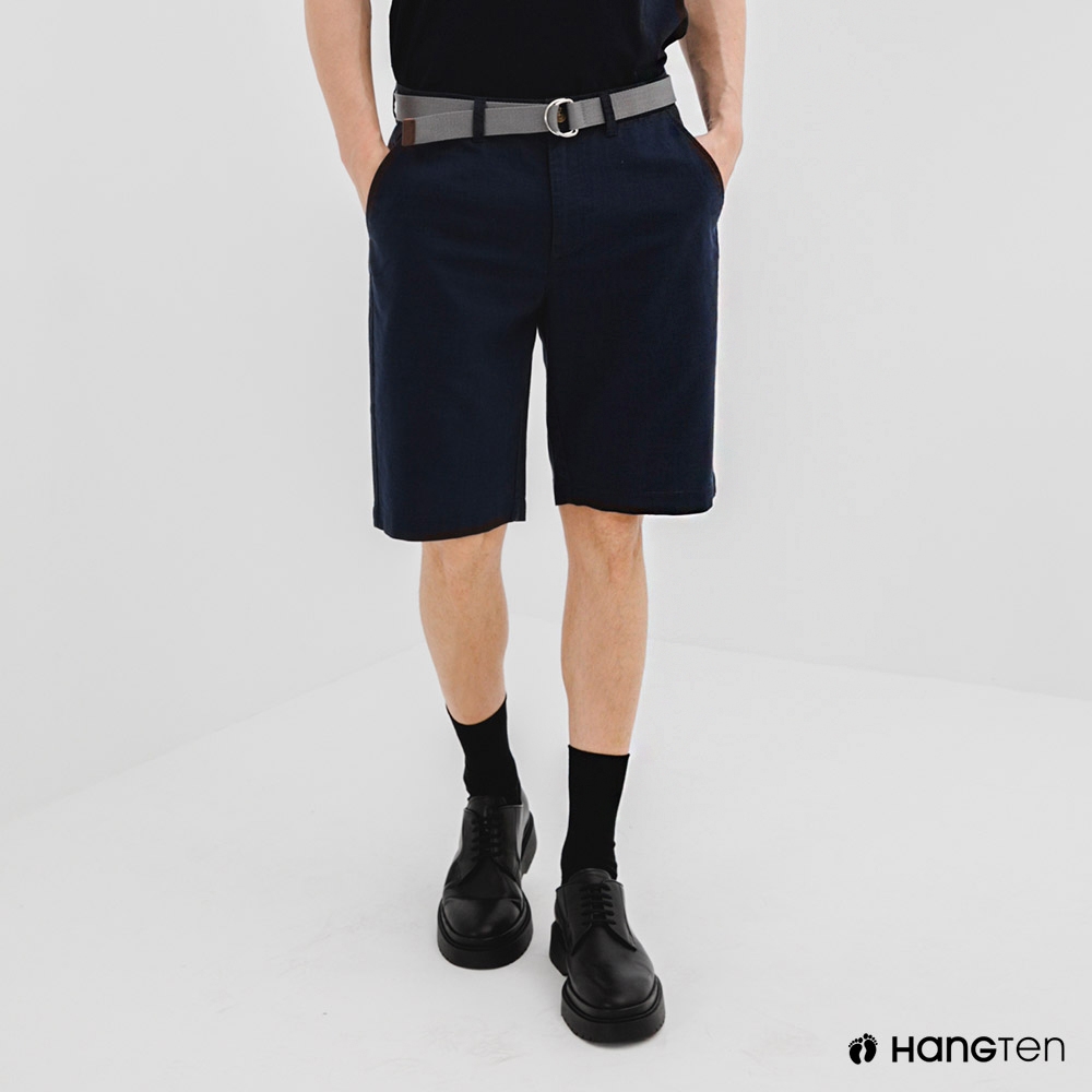 Hang Ten-男裝-REGULAR FIT附腰帶短褲-深藍色