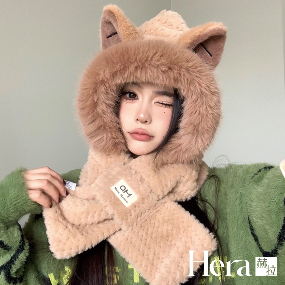 【Hera 赫拉】冬季可愛狐狸小熊耳朵毛絨帽子 H112121201