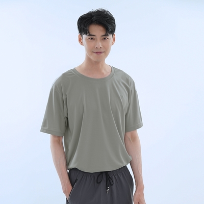 【遊遍天下】MIT台灣製男款吸濕排汗抗UV圓領衫T 恤 灰色(S-5L大尺碼)
