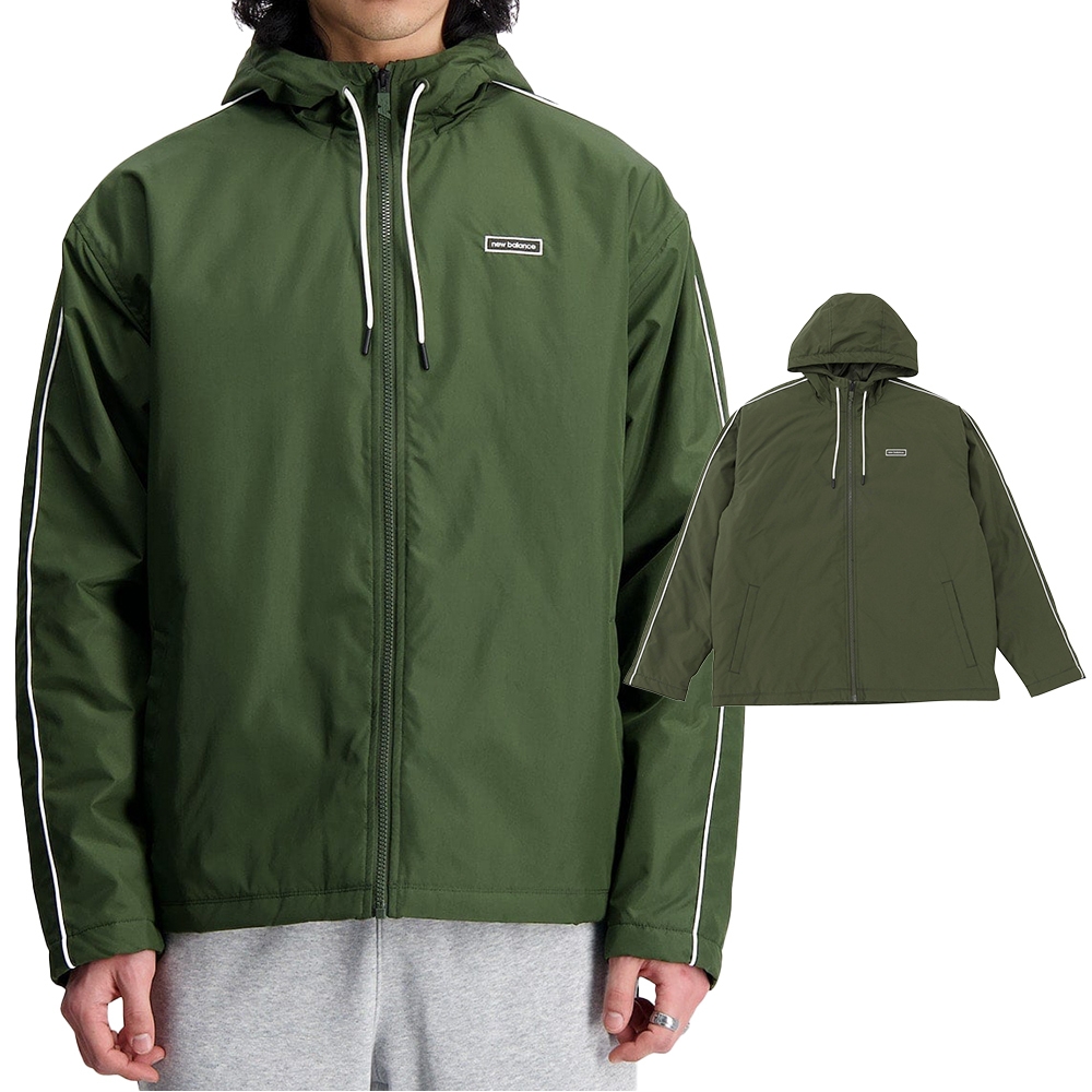 New Balance 男款 綠色 寬鬆 保暖 休閒 基本款 連帽 外套 MJ33537KOU
