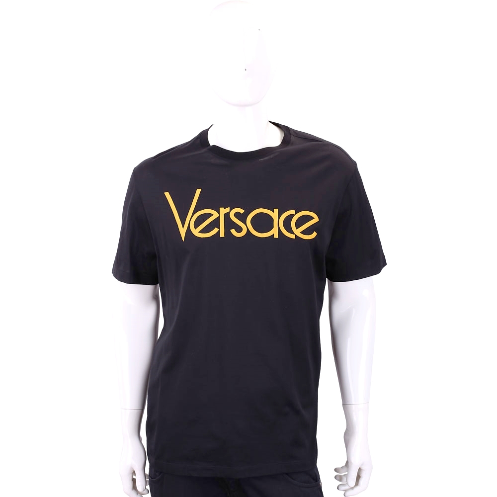 VERSACE LOGO 字母刺繡黑色棉質T恤