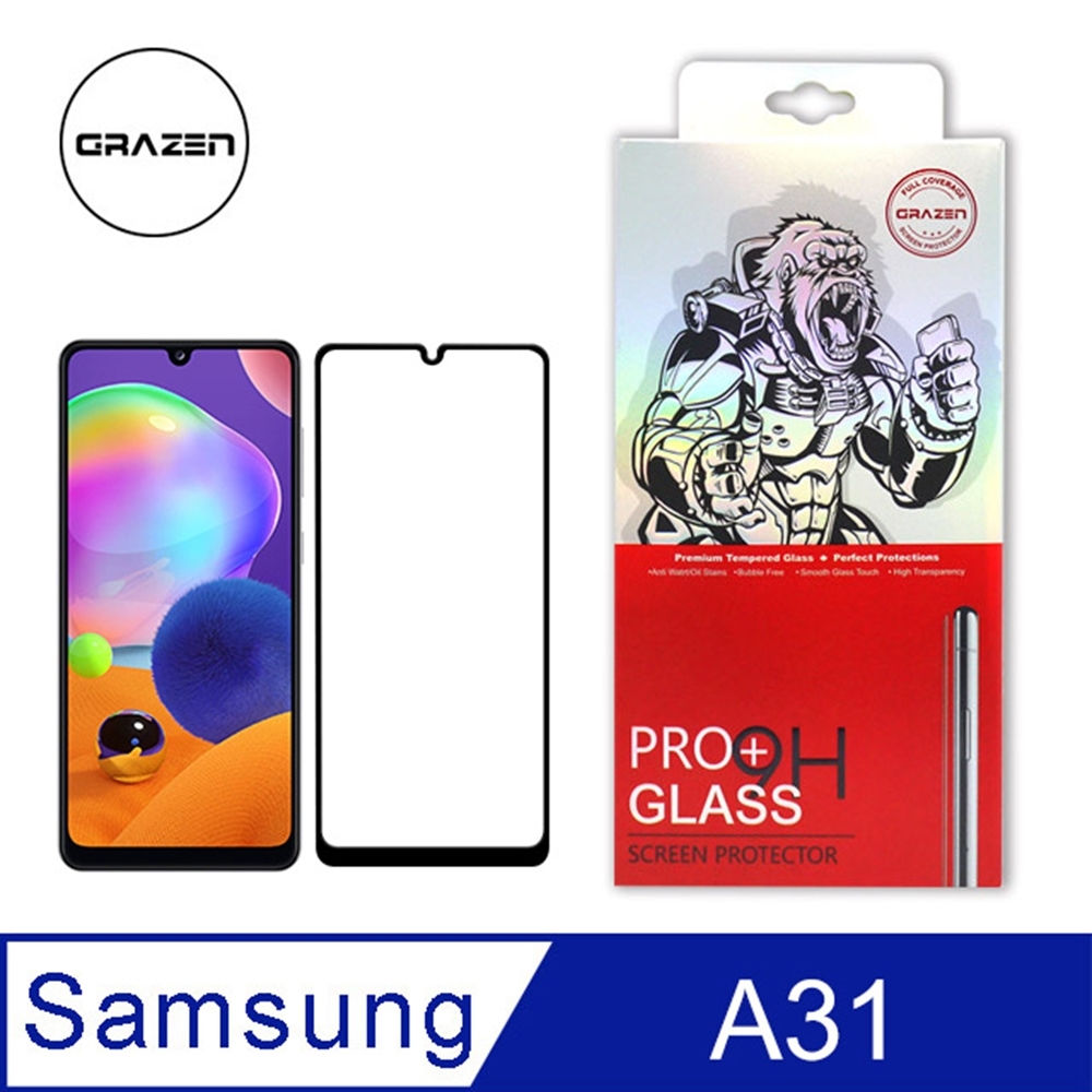 【格森GRAZEN】Samsung A31 滿版(黑)鋼化玻璃