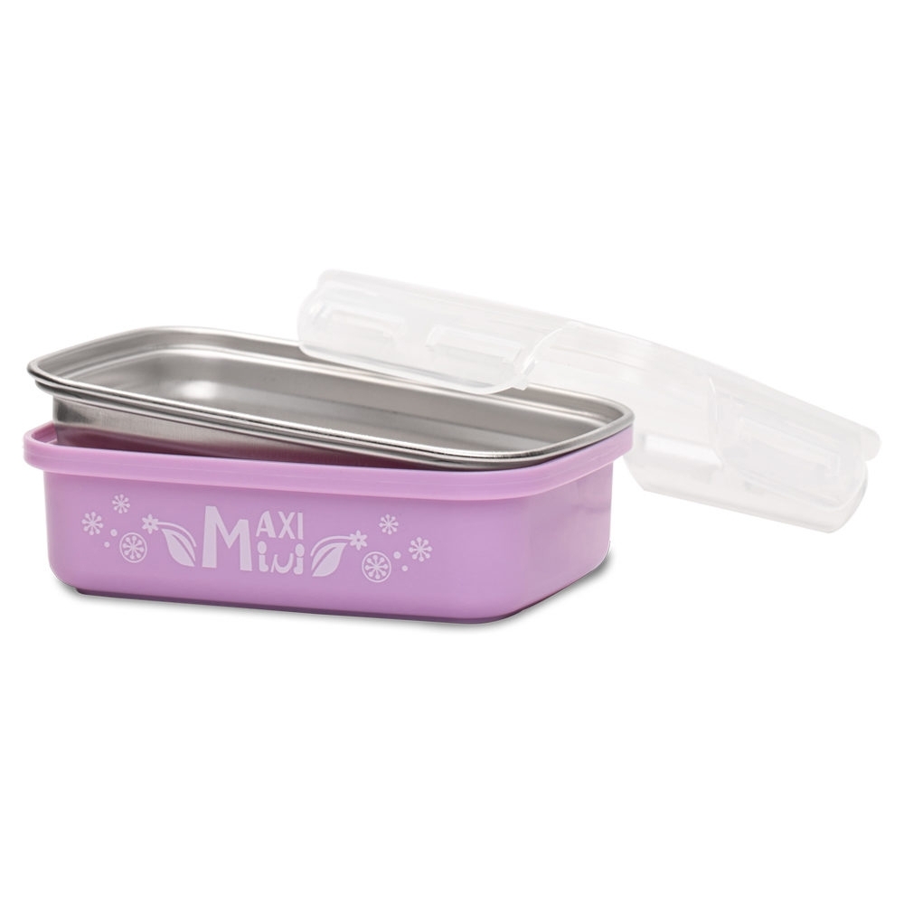 【美國MaxiMini】嬰幼兒抗菌不鏽鋼餐盒/保存盒/分裝盒(2色可選)