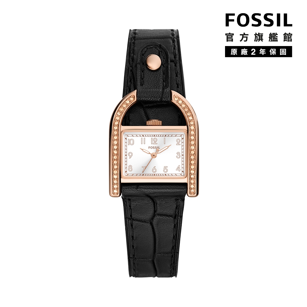 FOSSIL Harwell 輕奢馬鞍知性女錶 黑色真皮錶帶 28MM ES5263