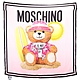 MOSCHINO 沙灘花襯衫泰迪熊印花黑框粉色真絲 披肩/綁包巾(90x90) product thumbnail 1