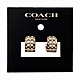 COACH 金底小C LOGO半圓穿針式耳環(玫瑰金/白) product thumbnail 1