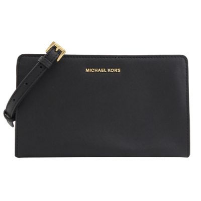 MICHAEL KORS JET SET 粒紋防刮斜背包(黑)