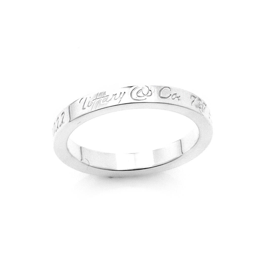 二手品 Tiffany&Co. 紐約第五大道 草寫刻字925純銀戒指