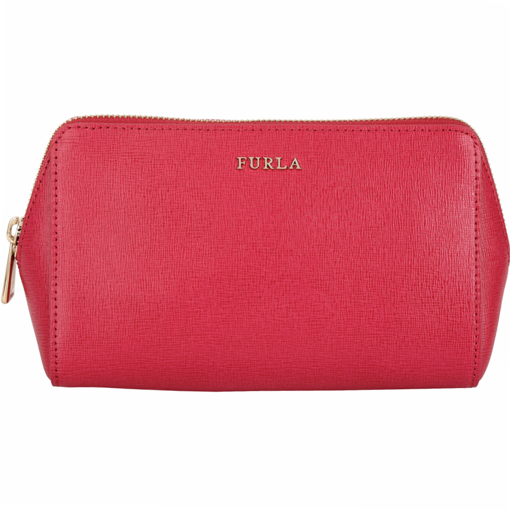 FURLA Elettra 防刮牛皮萬用化妝包(寶石紅)