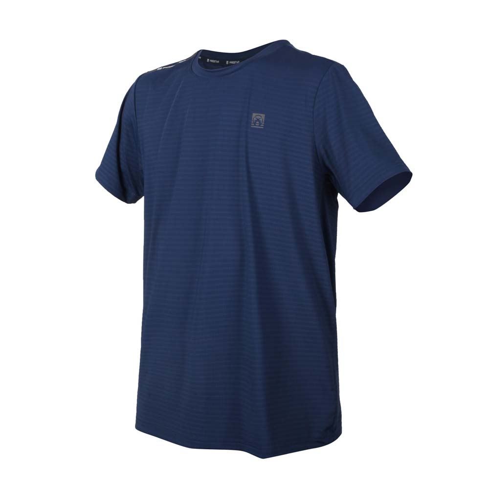 FIRESTAR 男彈性圓領短袖T恤-慢跑 路跑 涼感 運動 上衣 D2034-93 丈青灰