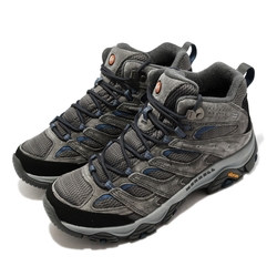 Merrell 戶外鞋 Moab 3 Mid GTX 男鞋 深灰 藍 防水 中筒 真皮 登山鞋 ML035789