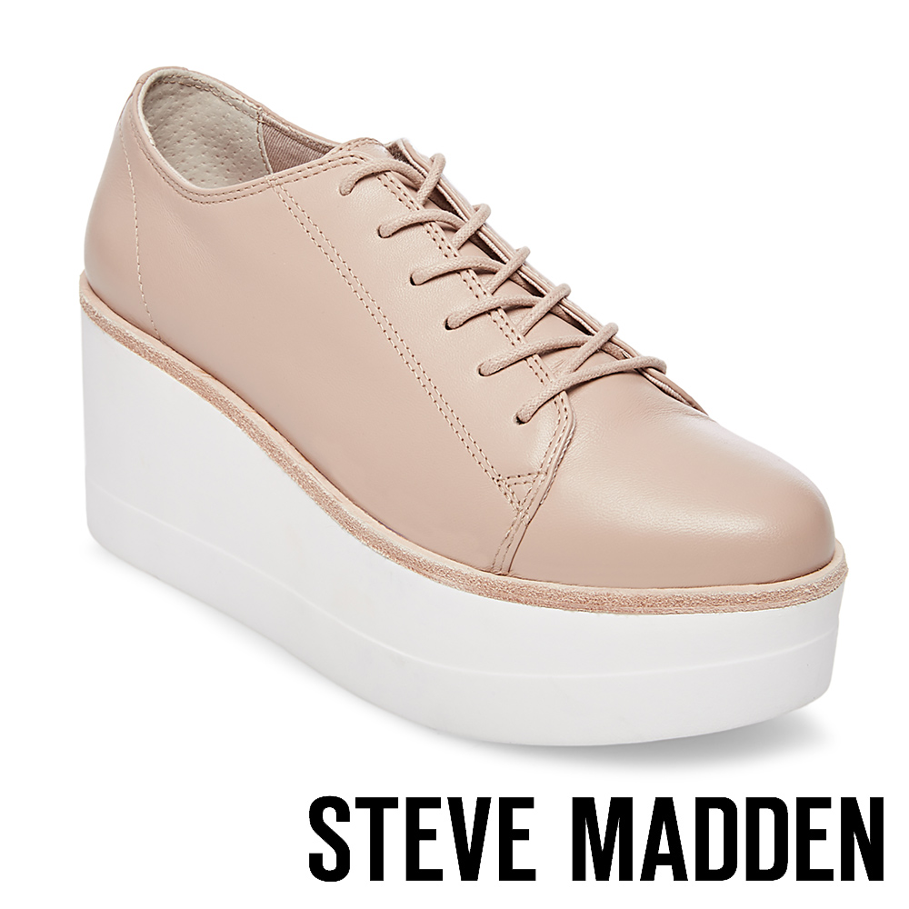 STEVE MADDEN-KIMBER 素面綁帶厚底鞋-裸色