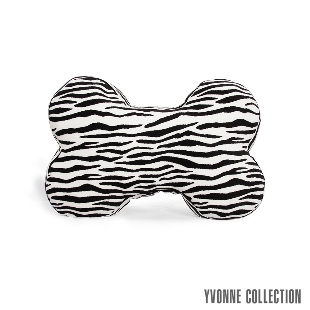 Yvonne Collection 斑馬紋中骨頭抱枕-黑