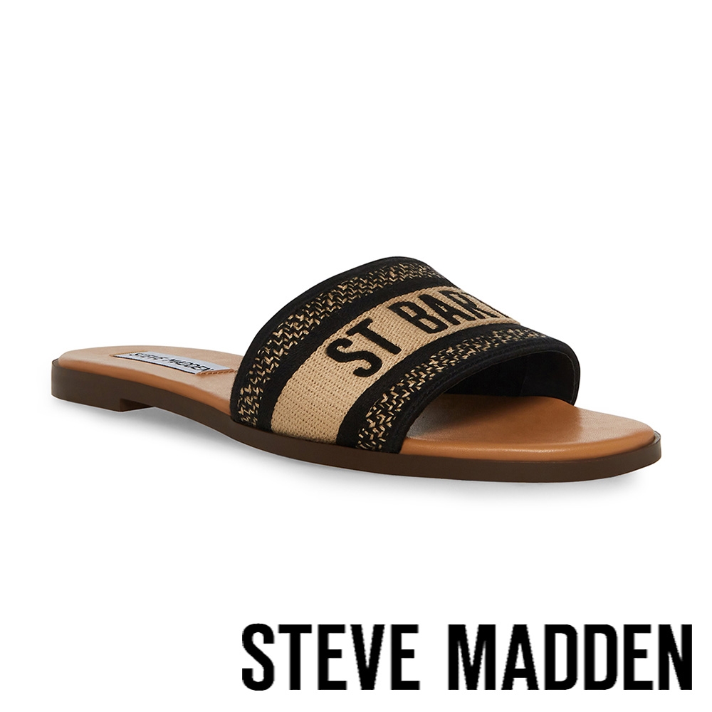 STEVE MADDEN-KNOX 刺繡棉涼拖鞋-黑金色