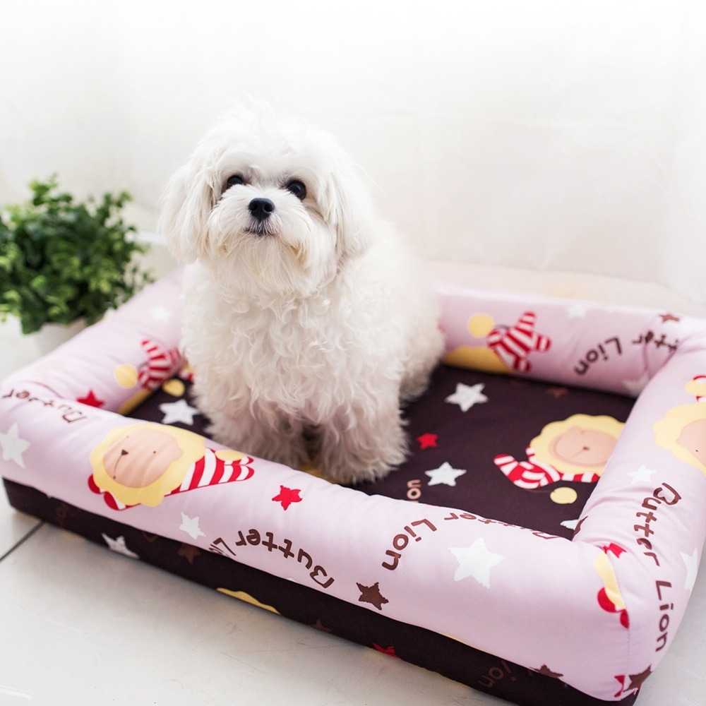 奶油獅-台灣製造-保暖布套可拆洗-搖滾星星寵物記憶床墊-特大(25kg以上適用)-淡紫咖啡