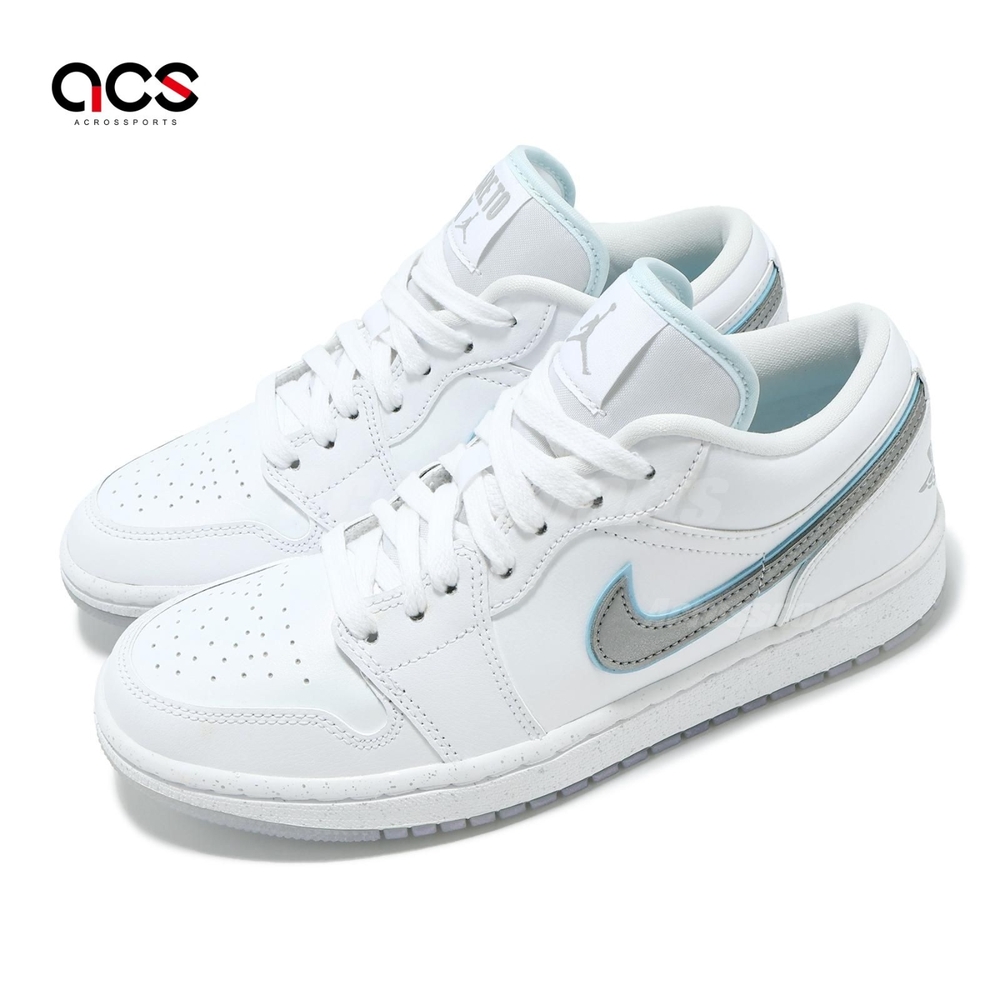 Nike Wmns Air Jordan 1 Low SE 女鞋 白 銀 藍 冰底 喬丹 AJ1 休閒鞋 FB1874-101