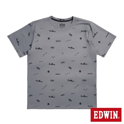 EDWIN 涼感系列 滿版印花短袖T恤-男-暗灰色