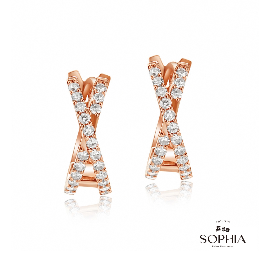 SOPHIA 蘇菲亞珠寶 - 安吉莉娜 18K玫瑰金 鑽石耳環