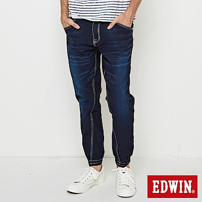 EDWIN JERSEYS 迦績快乾束口九分褲-男-原藍磨