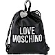 LOVE MOSCHINO 銀字附鑽心吊飾束口皮革後背包(黑色) product thumbnail 1