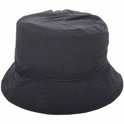 Y-3 字母標誌可調鬆緊尼龍內襯網布漁夫帽(黑色)