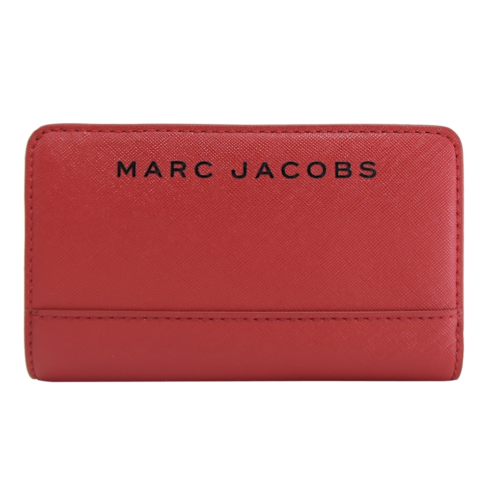 MARC JACOBS 經典LOGO防刮牛皮釦式零錢中夾(紅)