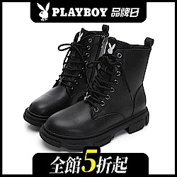 PLAYBOY 黑潮魅力經典仿皮短靴-黑-Y5836CC