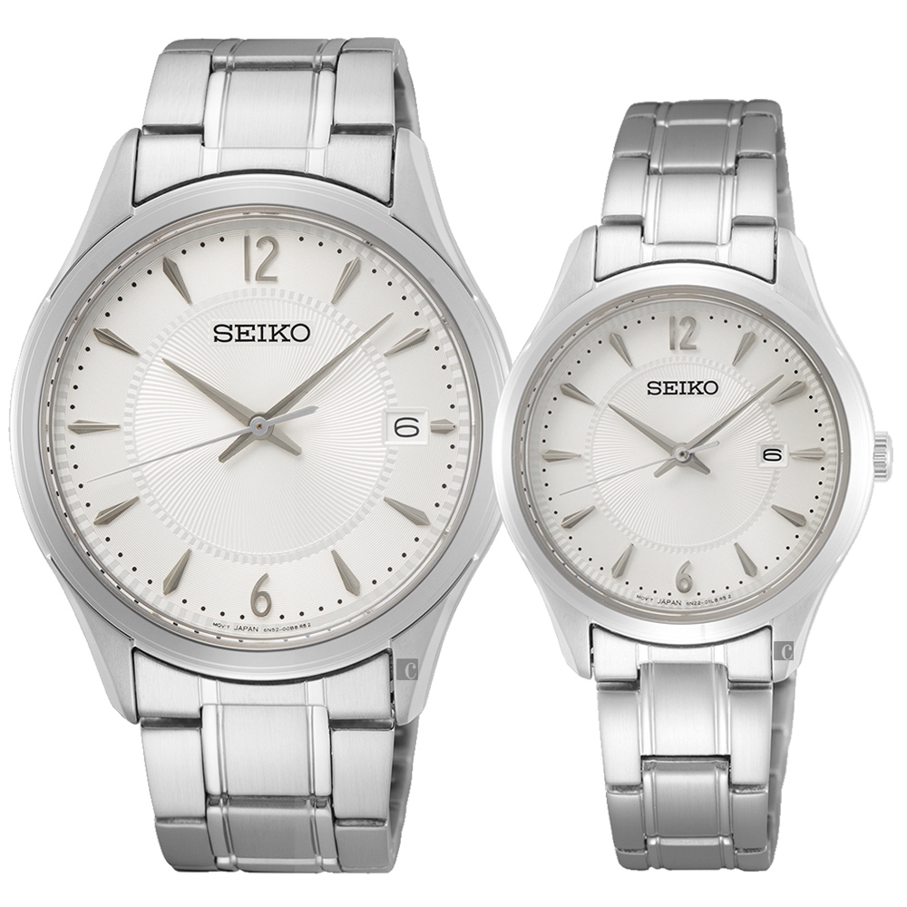 SEIKO 精工 CS 城市簡約情侶手錶 對錶(6N52-00D0S+6N22-00N0S)