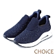 CHOiCE 華麗運動風 針織布面燙鑽舒適氣墊休閒鞋-藍色 product thumbnail 1