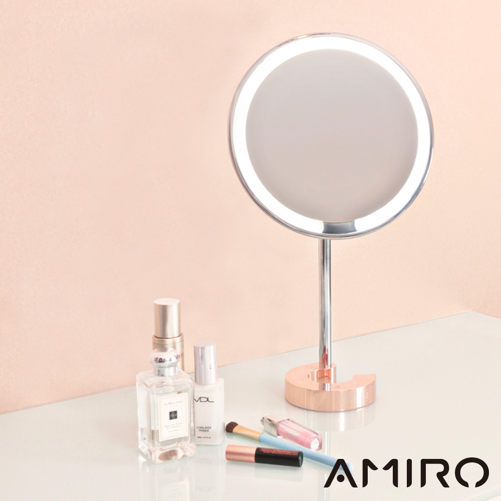AMIRO C 系列高質感全金屬高清日光化妝鏡 -玫瑰金 (無線版)