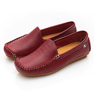 G.Ms. MIT系列-側縫線造型純手工牛皮休閒鞋-紅色