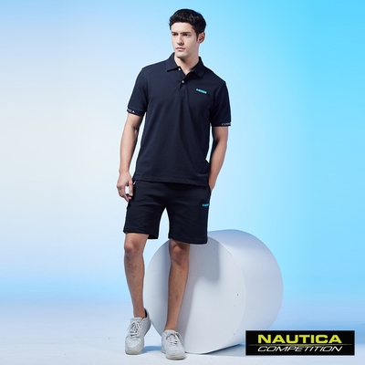 Nautica 男裝 COMPETITION品牌LOGO刺繡抽繩運動短褲-黑色