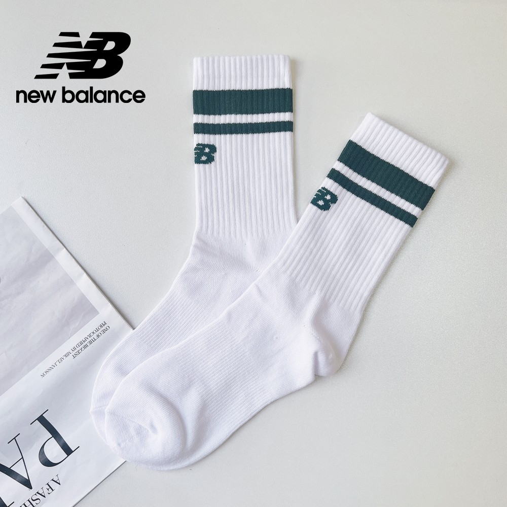 【New Balance】條紋中長襪_LAS32161GT_中性_白/綠條