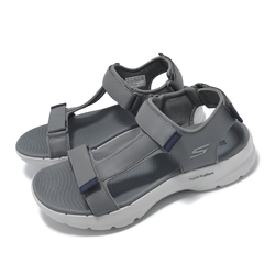 Skechers 涼鞋 Go Walk 6 Sandal 男鞋 灰 緩衝 支撐 魔鬼氈 涼拖鞋 休閒鞋 229126GYNV