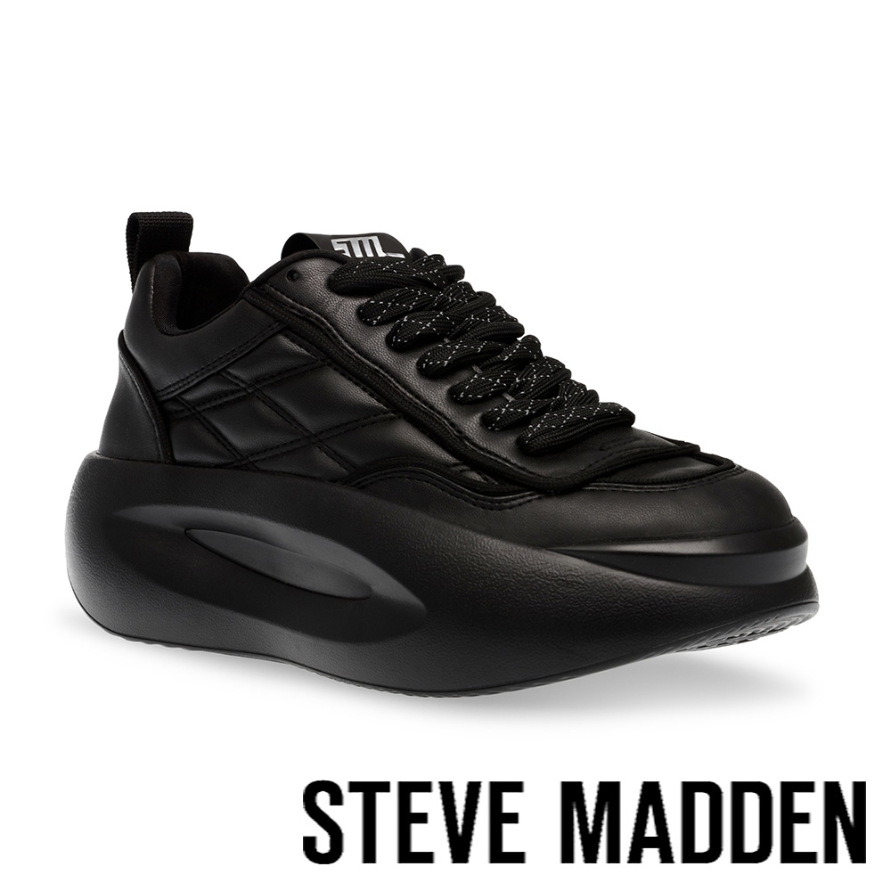 STEVE MADDEN-BLAST OFF 格紋綁帶胖胖厚底休閒鞋-黑色 product image 1