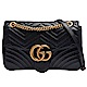 GUCCI GG Marmont絎縫紋牛皮金屬雙G LOGO暗壓釦手拿/斜背包(中-黑) product thumbnail 1