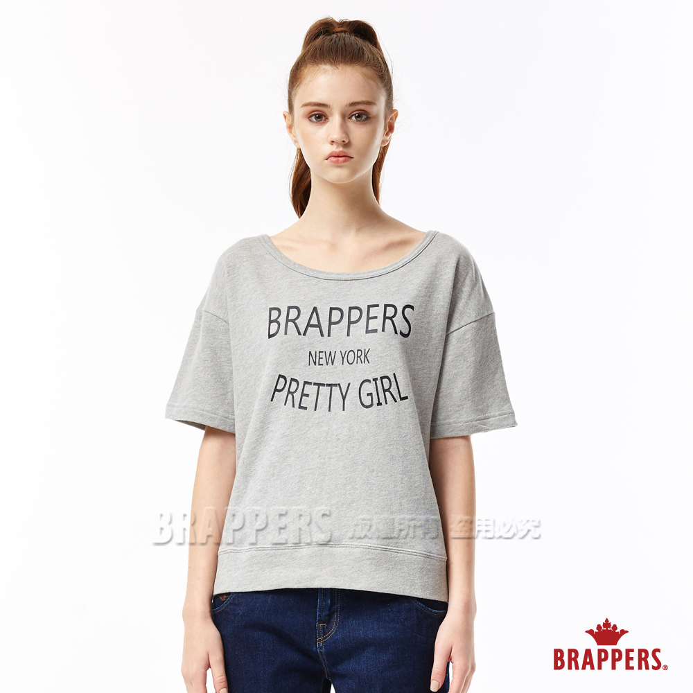 BRAPPERS 女款 印刷休閒方型短袖T恤-麻灰