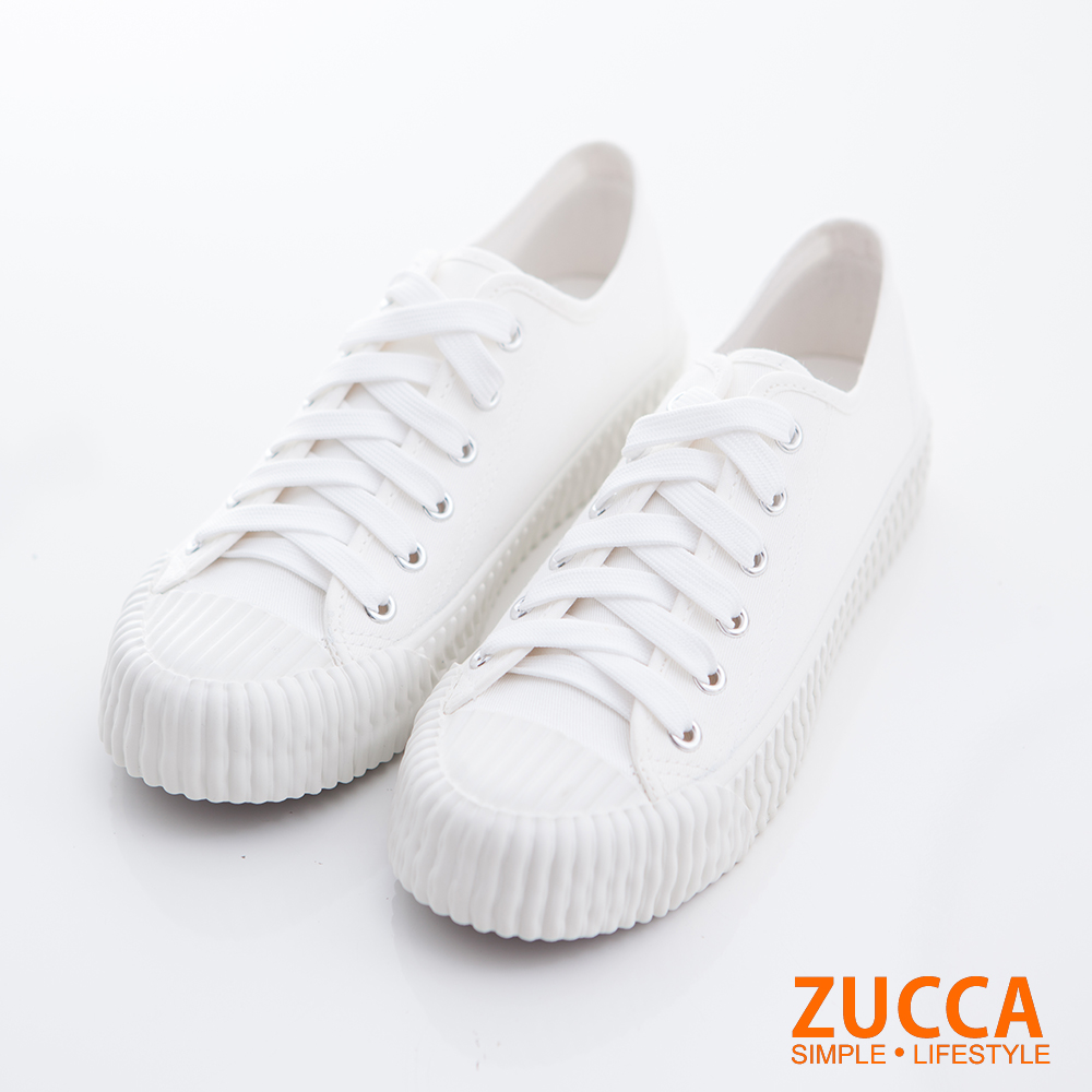 ZUCCA-透氣防潑水綁帶休閒鞋-白-z6705we