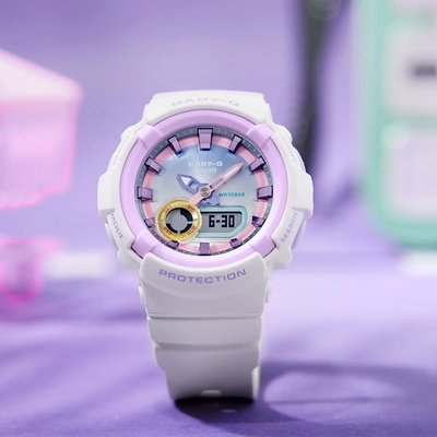 CASIO 卡西歐 BABY-G 柔美粉彩 可愛休閒雙顯手錶 迎春好禮-百搭白 BGA-280PM-7A