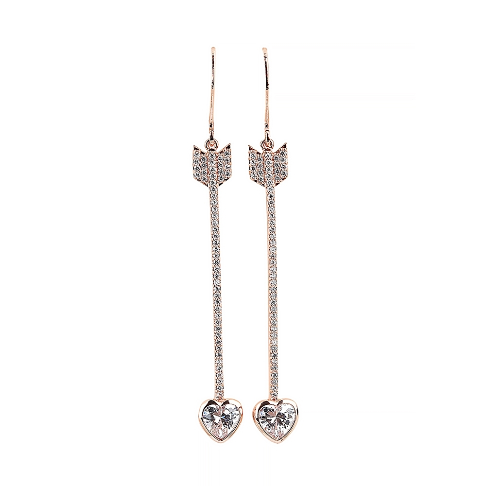 kate spade經典愛心弓箭設計鑽鑲飾穿式耳環(玫瑰金)