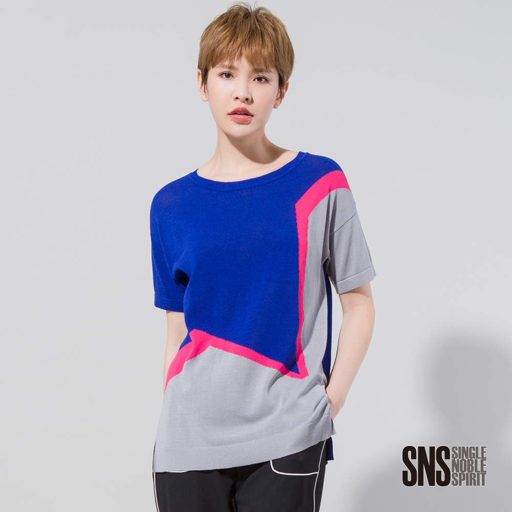 SNS 星星設計感配色針織衫(2色)