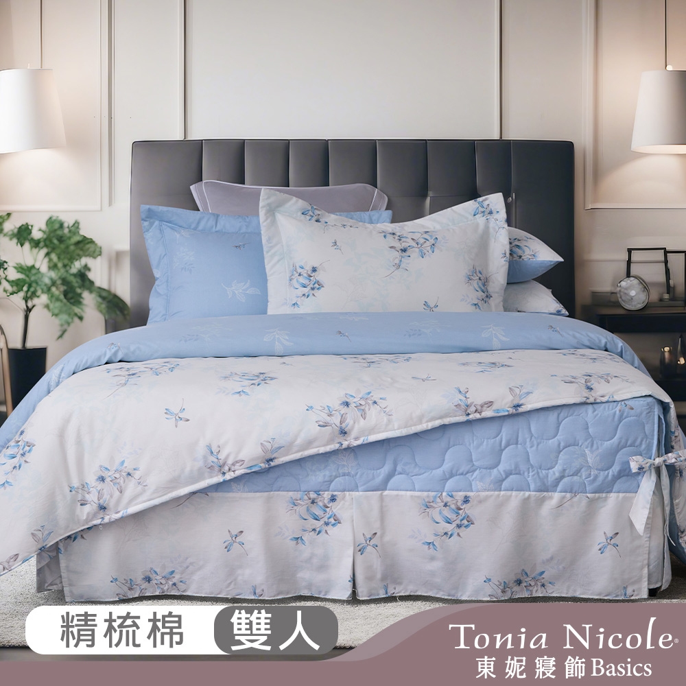 Tonia Nicole 東妮寢飾 琉璃花苑100%精梳棉六件式兩用被鋪棉床罩組(雙人)