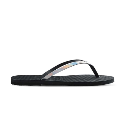 Havaianas You Metallic 女鞋 黑銀色 哈瓦仕 夾腳拖 金屬鞋帶 拖鞋 4135102-0074W