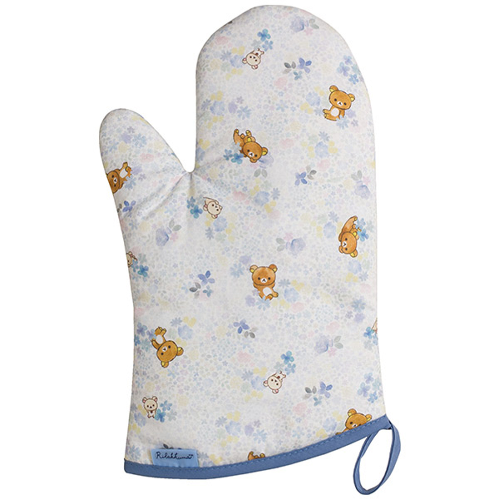 懶妹蜂蜜小熊的粉彩花園系列隔熱手套。藍 San-X