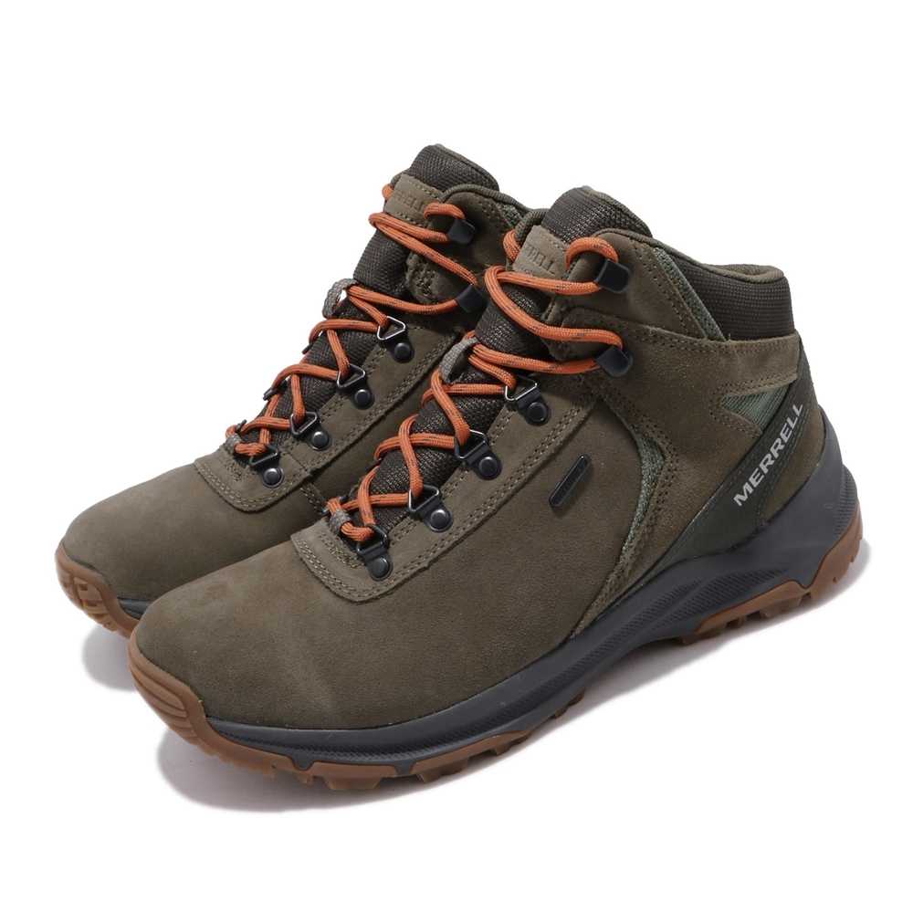 Merrell 登山鞋 Erie Mid Waterproof 橄欖綠 黑 橘 戶外 男鞋 ML033691