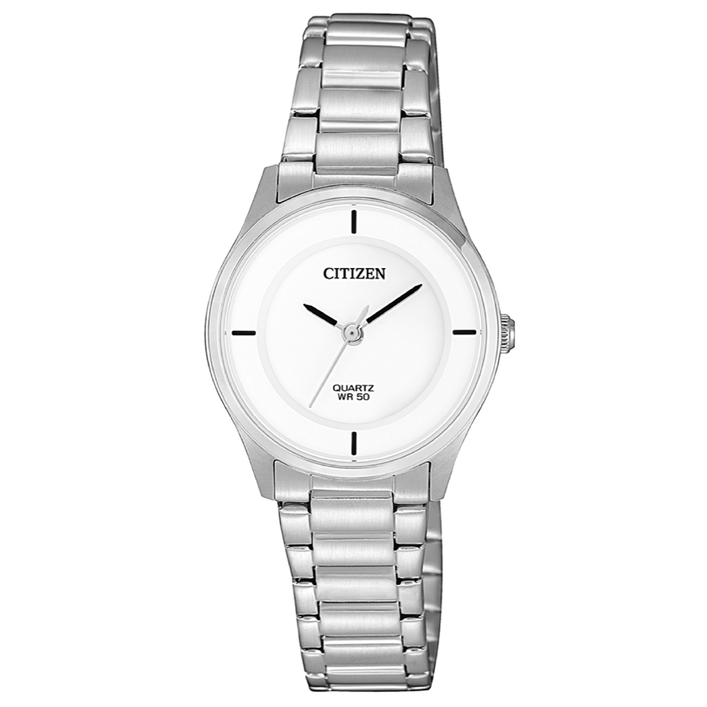 CITIZEN  LADY'S時尚簡約女性腕錶-銀X白(ER0201-81B)26.5mm
