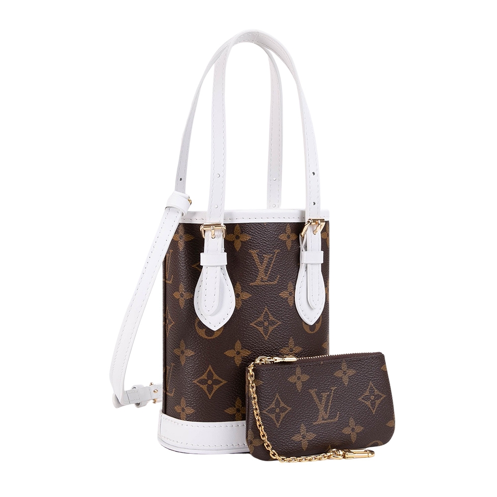 Louis Vuitton Nano Bucket Bag monogram shoulder crossbody white M81489