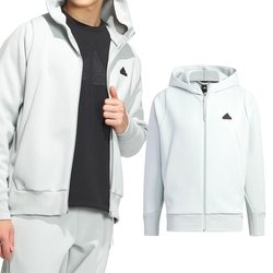 Adidas M Z.N.E FL JKT 男款 白灰色 運動 保暖 長袖 連帽 外套 IQ1378